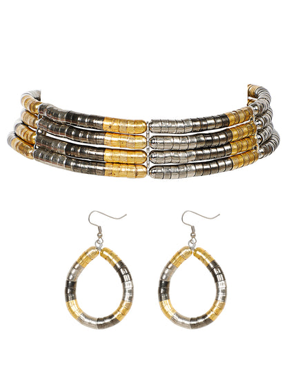 VIVAZS Spiral Necklace Choker Set (Golden and Silver)