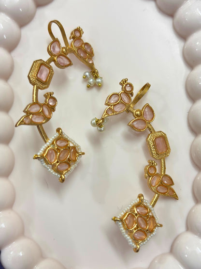 VIVAZS Gold Plated Contemporary Ear Cuff Earrings