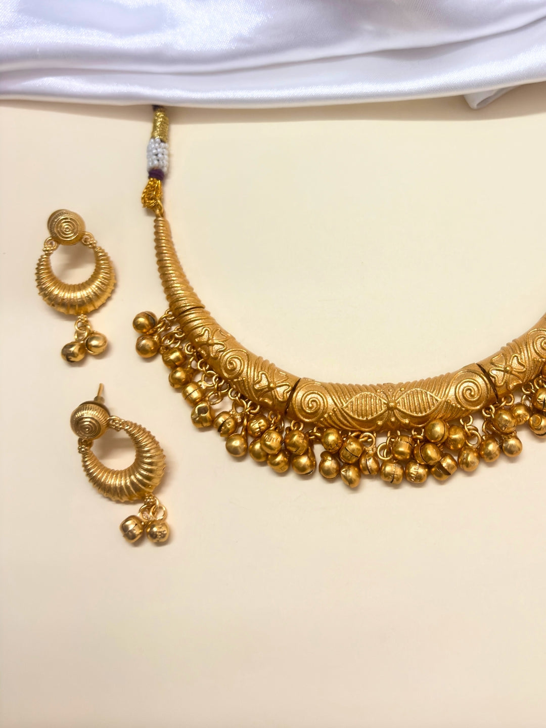 VIVAZS Golden Choker Necklace Ghungaro Jewellery Set