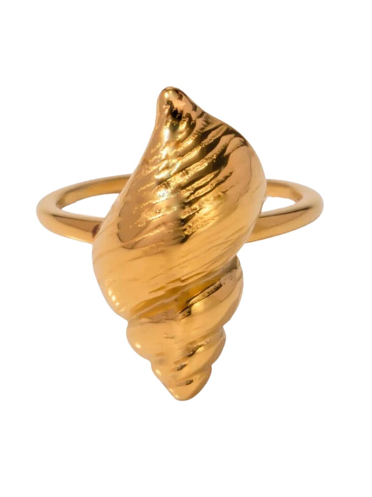 VIVAZS 18K Gold Plated Sea Vibe Conch Resizable Ring