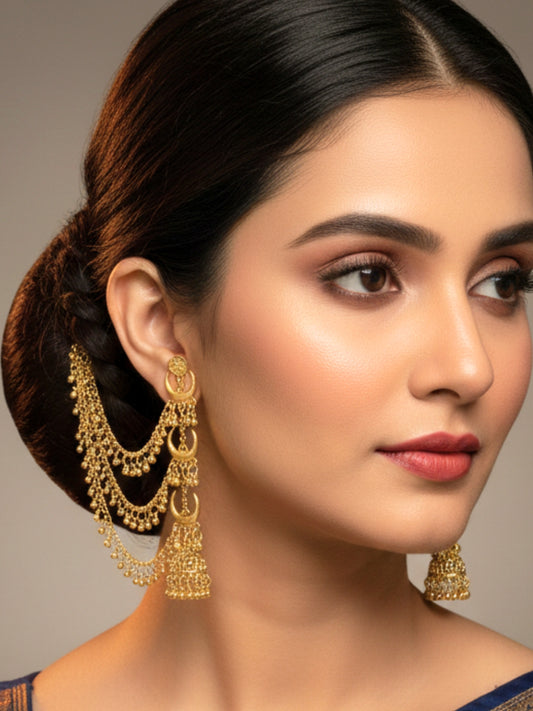 VIVAZS Oxidised Statement Kan Chain Earrings