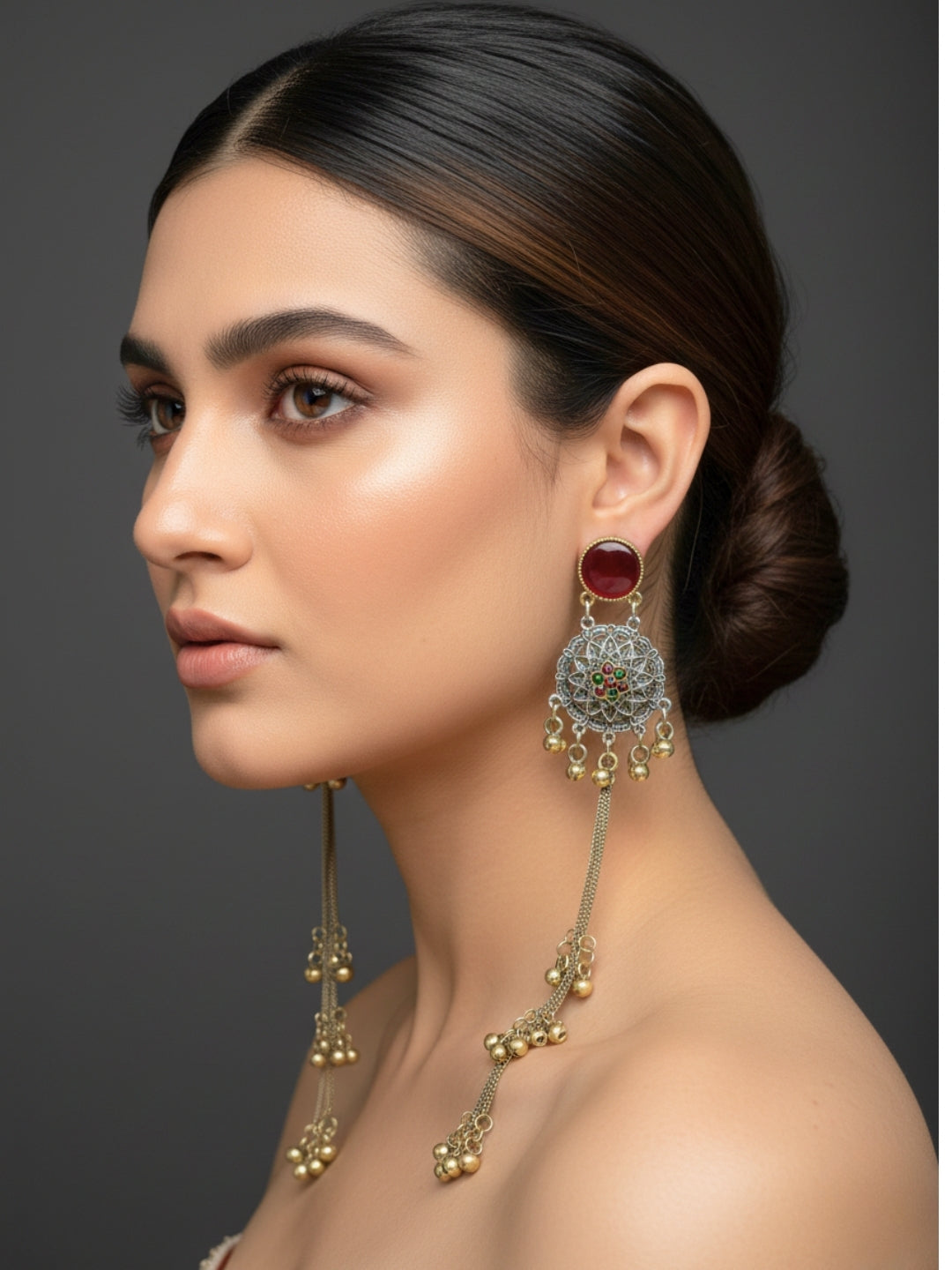 Oxidised Dual Tone Earrings