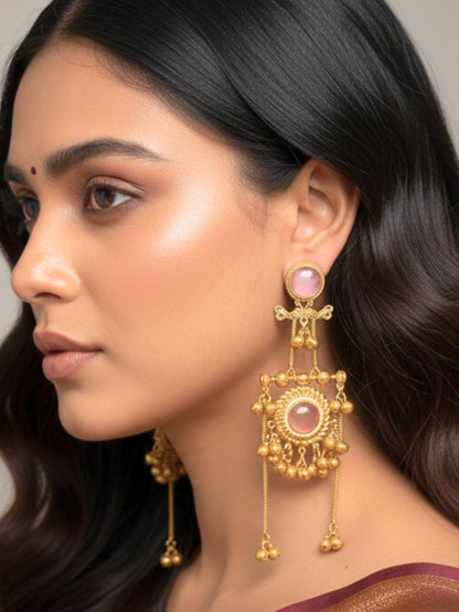 VIVAZS Kashmiri Gold Plated Drop Earrings