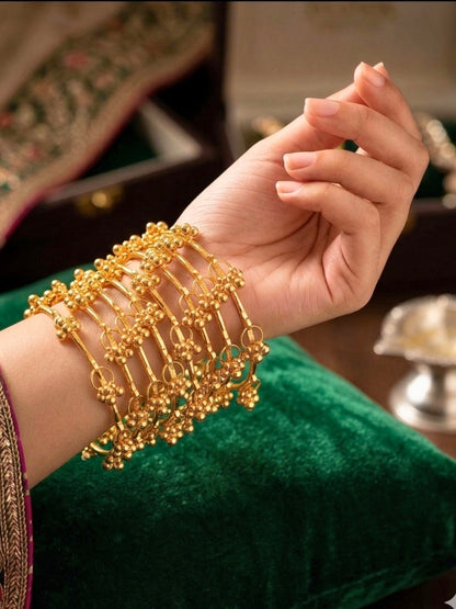 Set of 8 Gold-Plated Kashmiri Ghungroo Bangles