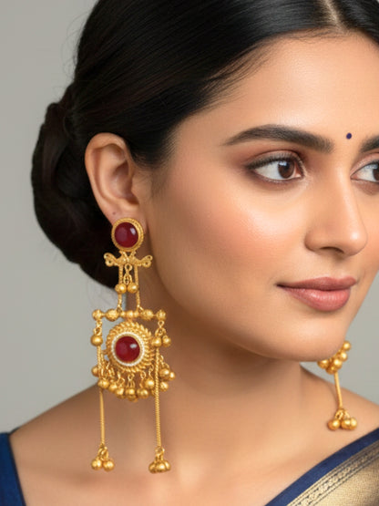 VIVAZS Kashmiri Gold Plated Drop Earrings