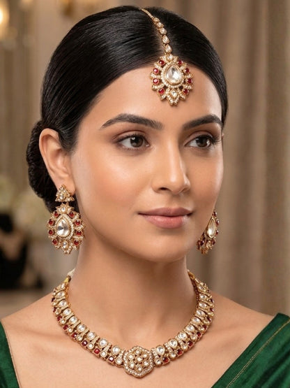 Gold-Plated Kundan Bridal Jewellery Set