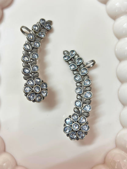 VIVAZS Oxidised Silver Plated Earcuff Earrings