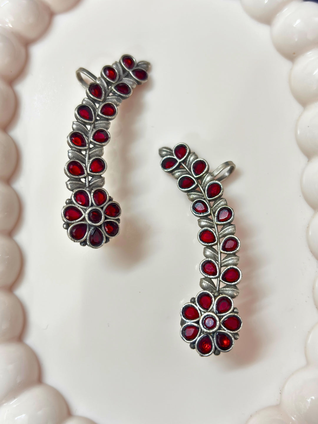 VIVAZS Oxidised Silver Plated Earcuff Earrings