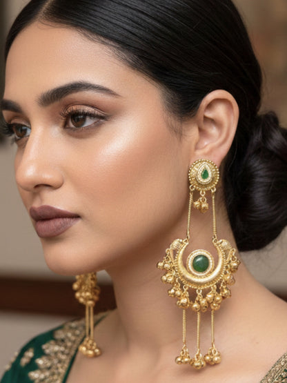 VIVAZS Kashmiri Gold Plated Drop Earrings
