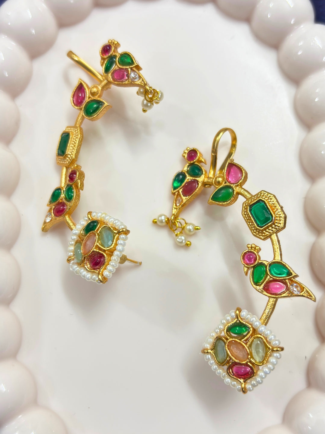 VIVAZS Gold Plated Contemporary Ear Cuff Earrings