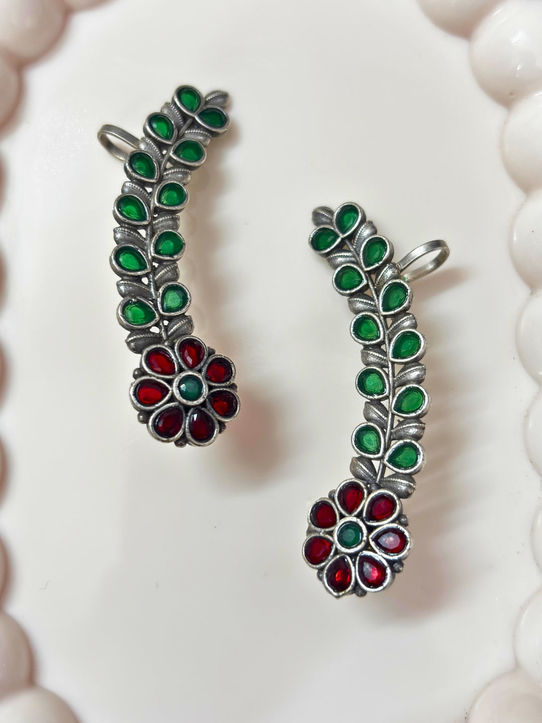 VIVAZS Oxidised Silver Plated Earcuff Earrings