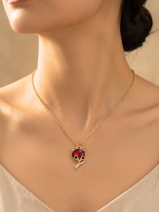 Gold-Plated Crystal Pendant Necklace for Women