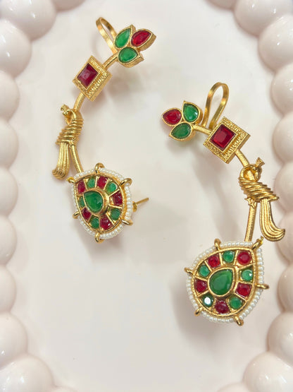 VIVAZS Gold Plated Handicrafted Contemporary Ear Cuff Earrings