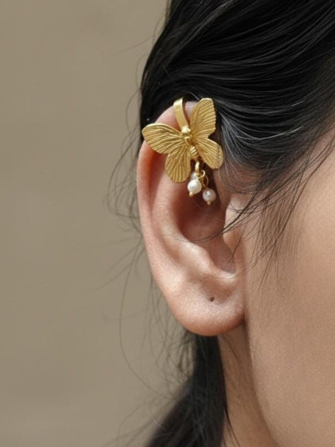 Gold-Plated Stone-Studded Butterfly Bugadi Earrings