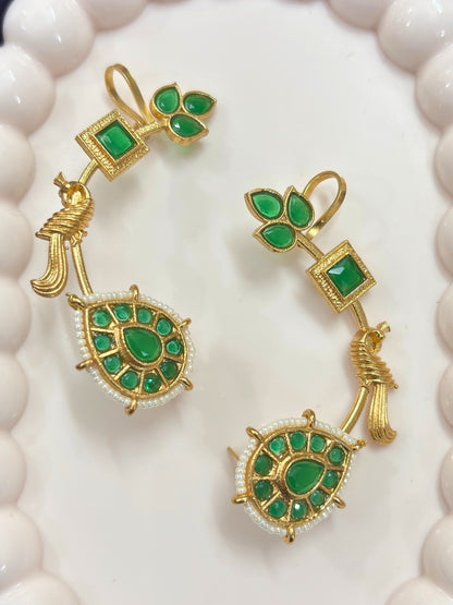 VIVAZS Gold Plated Handicrafted Contemporary Ear Cuff Earrings
