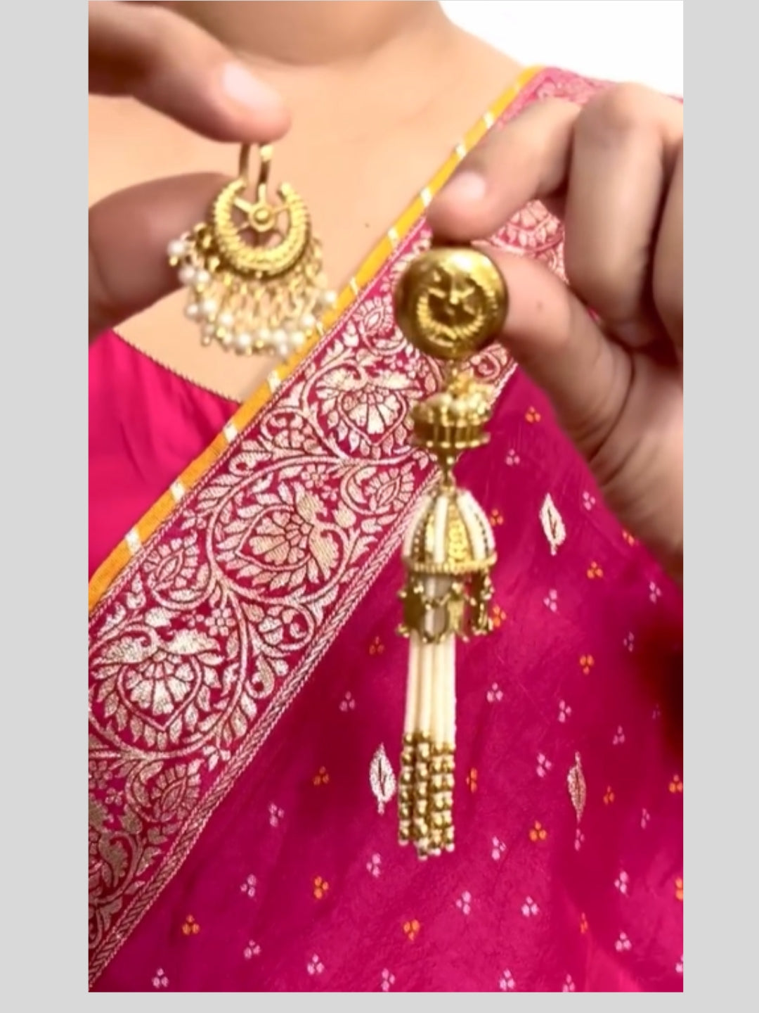 VIVAZS Kashmiri Drop Earrings with pearls