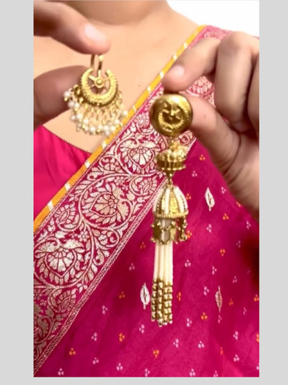 VIVAZS Kashmiri Drop Earrings with pearls