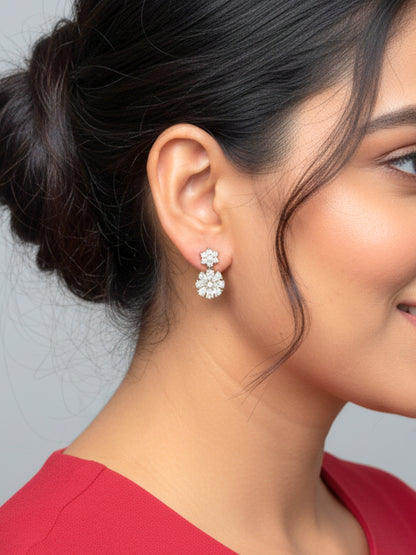 Premium 22K Gold-Plated AD & Zirconia Studded Luxury Drop Earrings