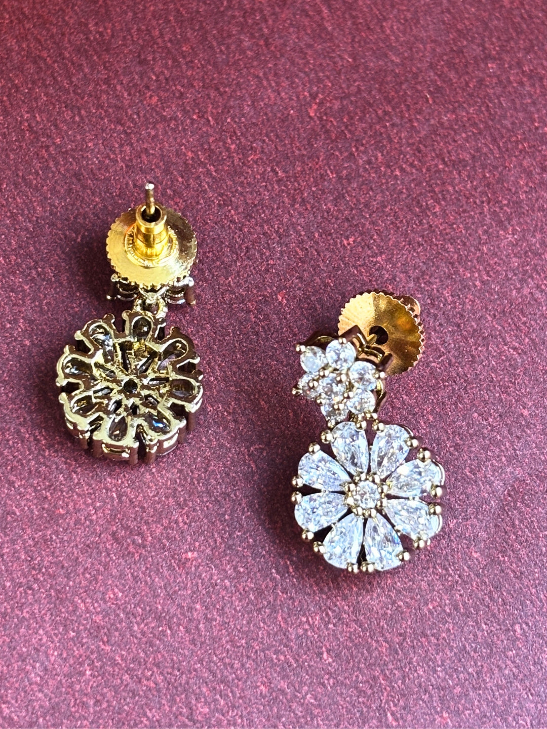 Premium 22K Gold-Plated AD & Zirconia Studded Luxury Drop Earrings