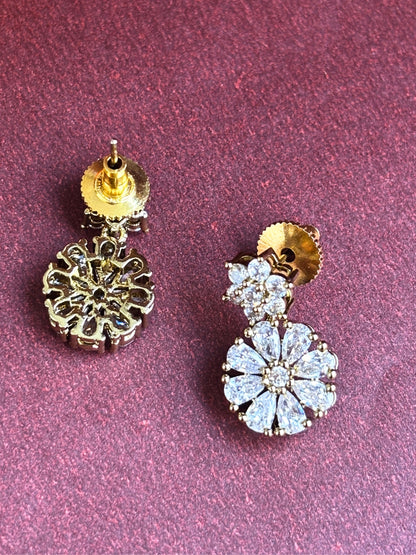 Premium 22K Gold-Plated AD & Zirconia Studded Luxury Drop Earrings
