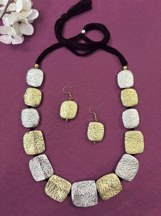 VIVAZS Vintage Oxidized  Fashion Necklace Earring Jewelry Set(Golden and Silver)