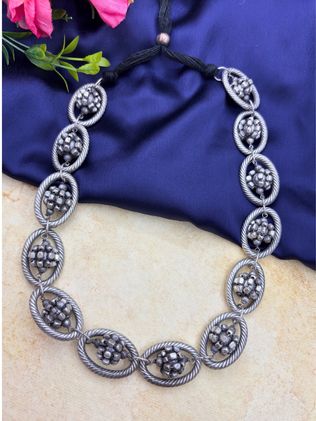 Dual-Toned Oval Link Statement Necklace