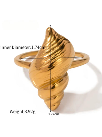 VIVAZS 18K Gold Plated Sea Vibe Conch Resizable Ring