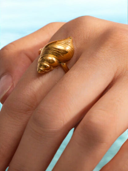 VIVAZS 18K Gold Plated Sea Vibe Conch Resizable Ring