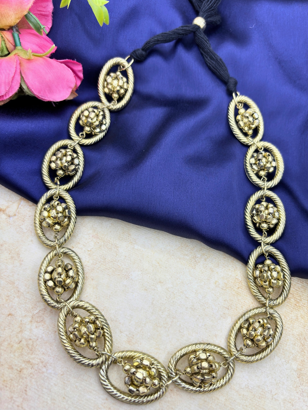 Dual-Toned Oval Link Statement Necklace