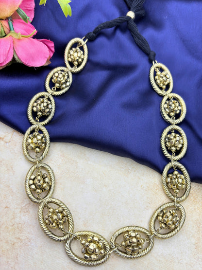 Dual-Toned Oval Link Statement Necklace