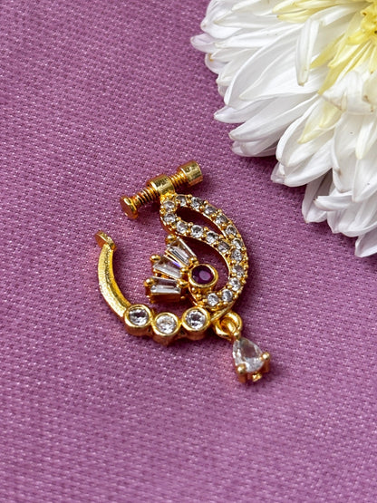 Gold-Plated Ruby Red AD Studded Nosepin