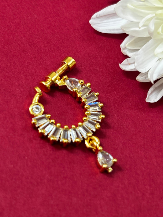 Gold-Plated Cubic Zirconia Ring Nosepin