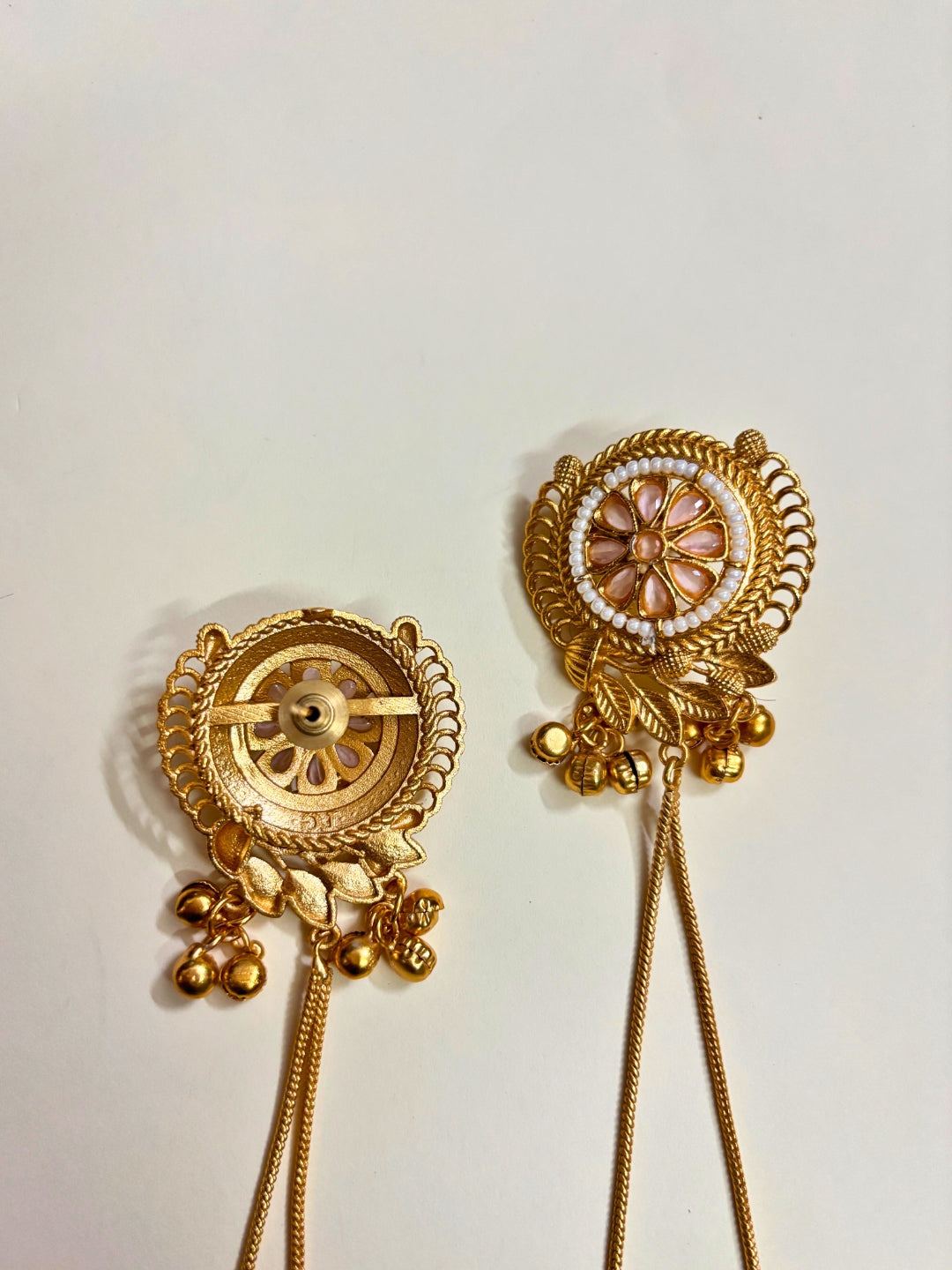 VIVAZS Kashmiri Long Drop Earrings (Light Pink)