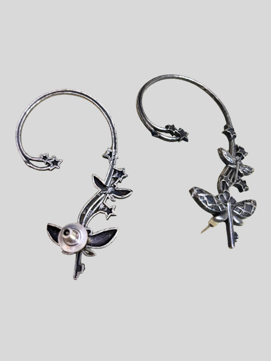 VIVAZS Silver Plated Butterfly Contemporary Ear Cuff Earrings