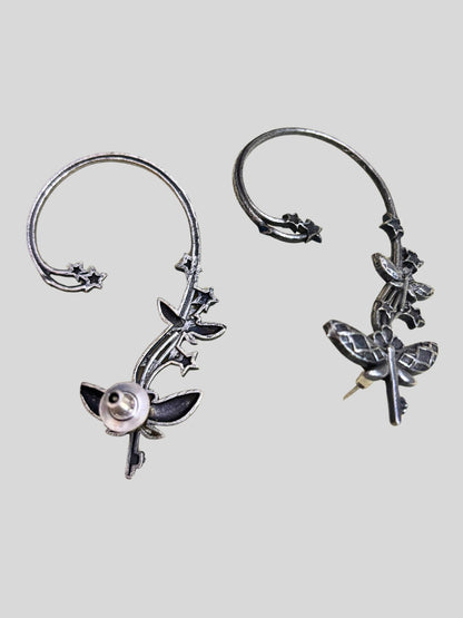 VIVAZS Silver Plated Butterfly Contemporary Ear Cuff Earrings