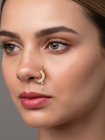 Gold-Plated Cubic Zirconia Ring Nosepin