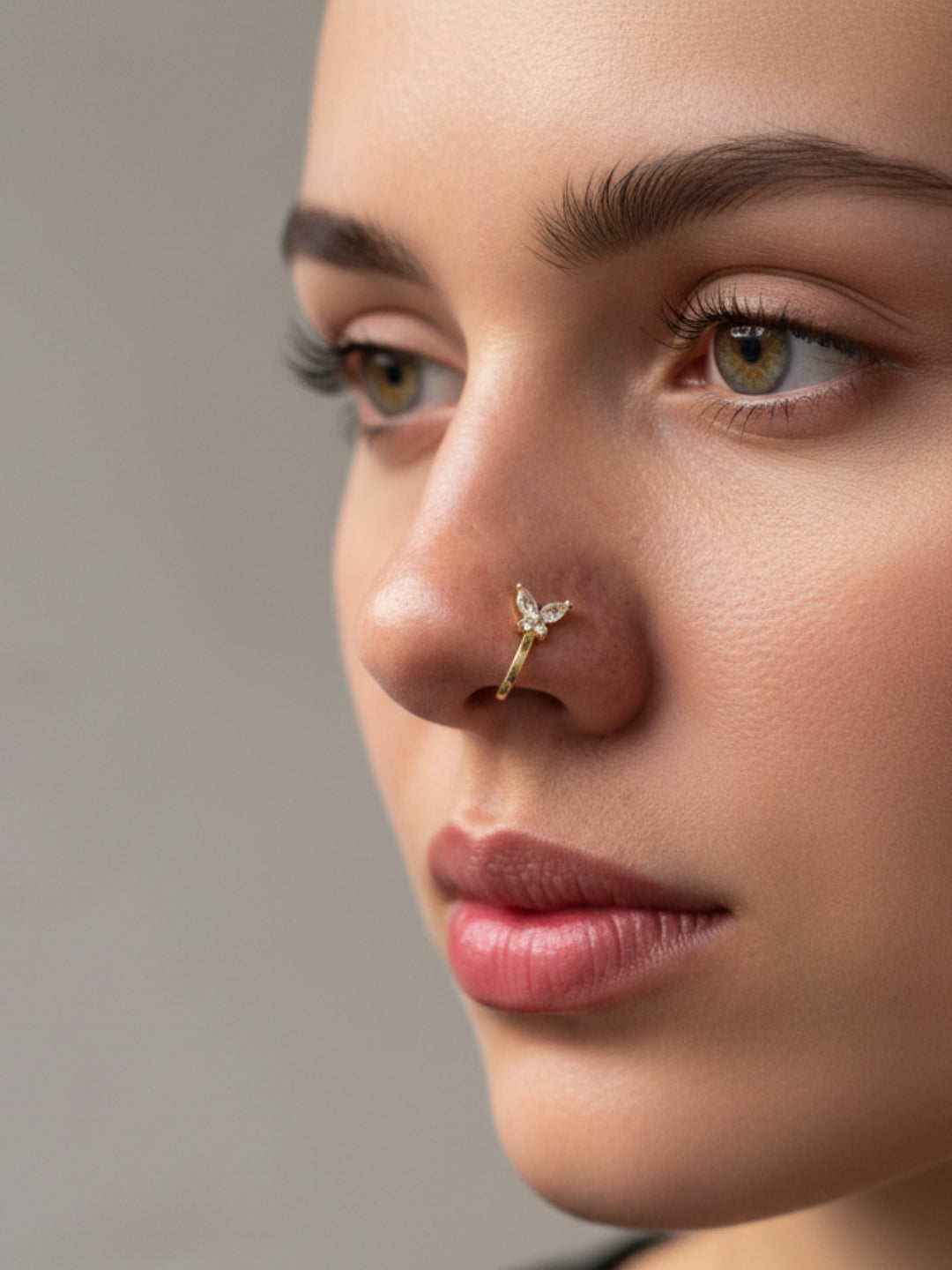 18K Gold Plated combo Set of 3 AD Studded Nose Pins