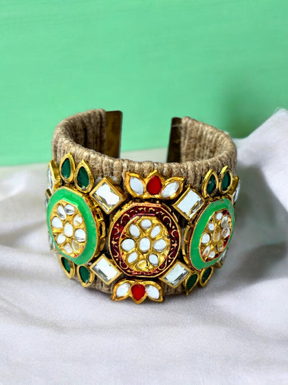 VIVAZS Red and Green Adjustable Jute Bracelet