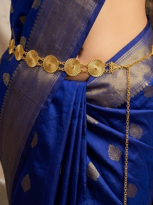 Women Oxidised Silver-Plated Textured Disc Kamarbandh Waist Belt