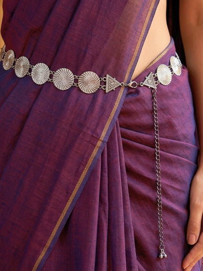 Women Oxidised Silver-Plated Textured Disc Kamarbandh Waist Belt