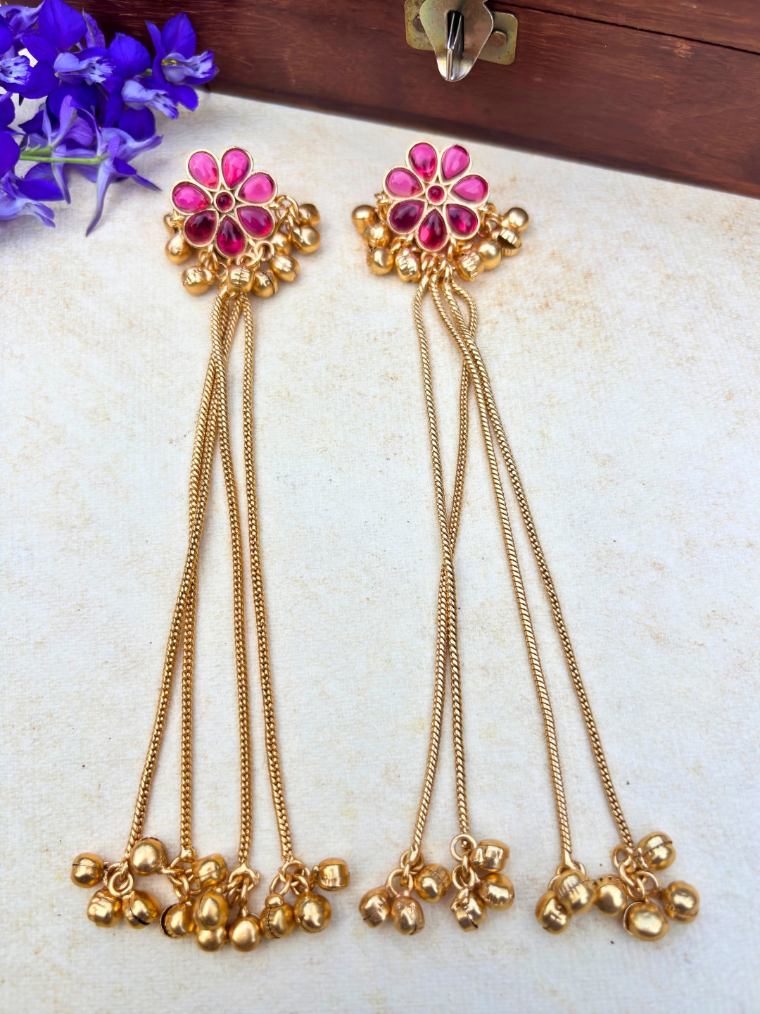 VIVAZS Kashmiri Long Drop Earring