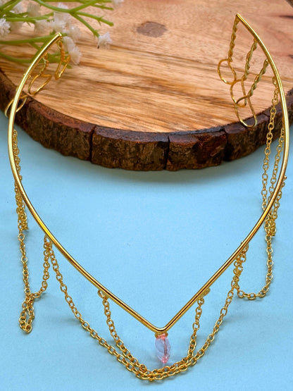 Gold-Plated Layered Chain Draped Hair Tiara