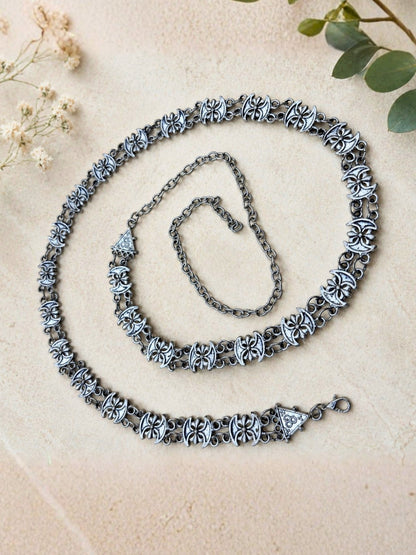 Oxidized Silver-Plated Antique Linked Waist Chain