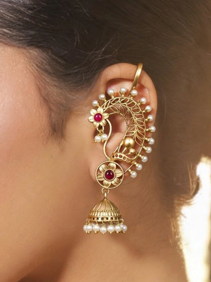 Gold-Plated Peacock Shaped Ear Cuff Earrings