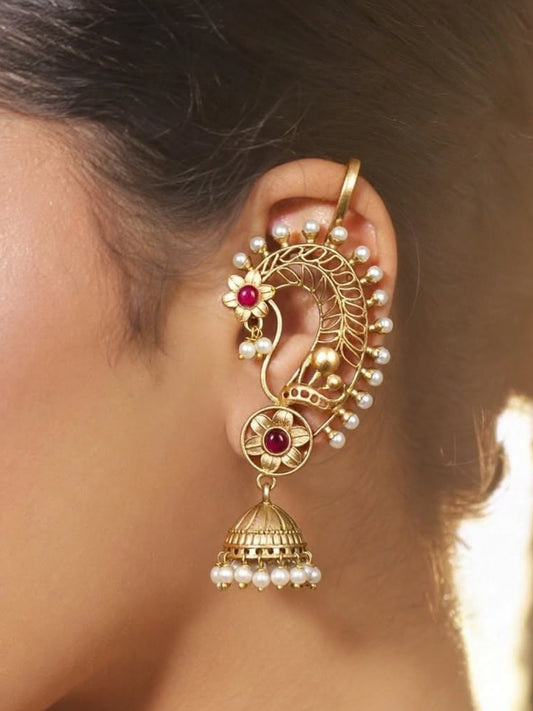 Gold-Plated Peacock Shaped Ear Cuff Earrings