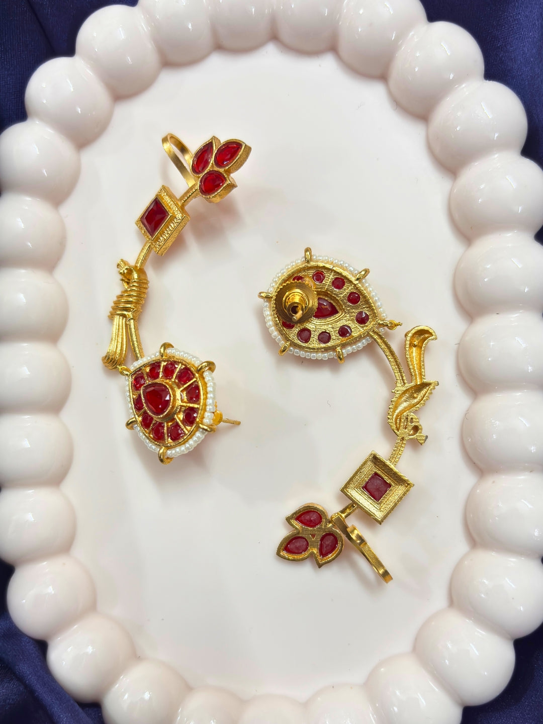 VIVAZS Gold Plated Contemporary Ear Cuff Earrings