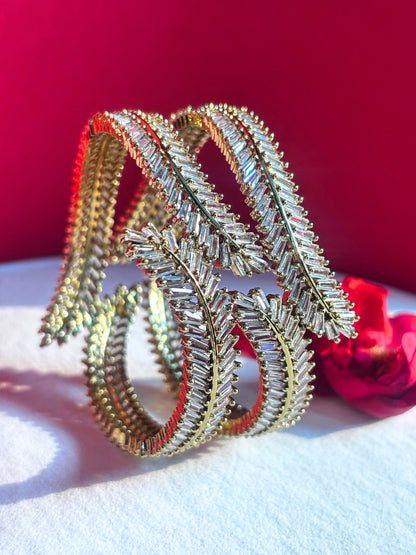 Set Of 2 Gold-Plated AD-Studded and Cubic Zirconia Studded Premium Bangles