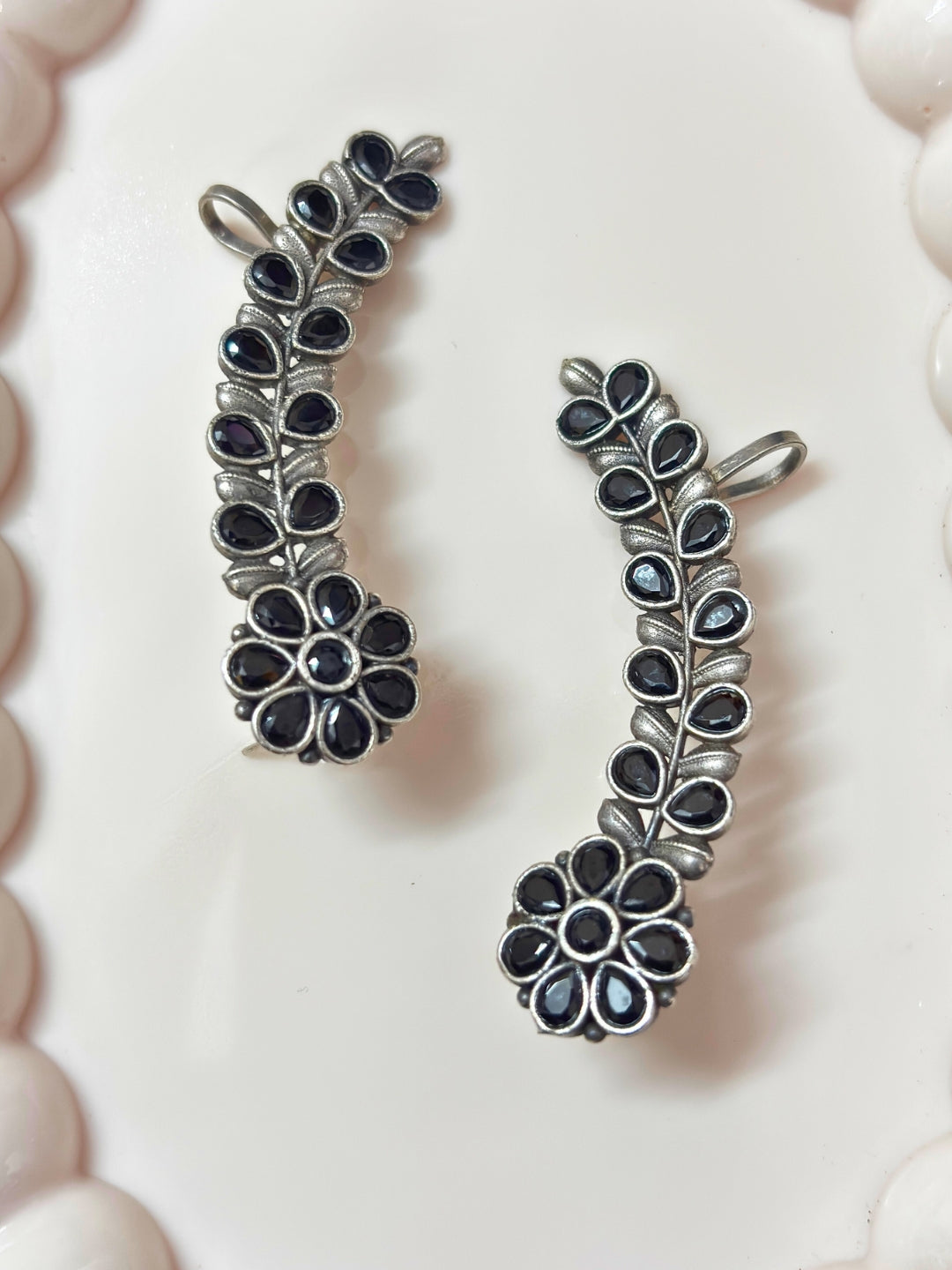 VIVAZS Oxidised Silver Plated Earcuff Earrings