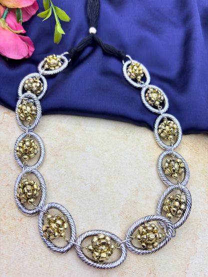 Dual-Toned Oval Link Statement Necklace