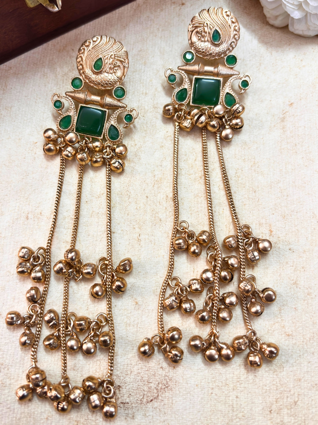 VIVAZS Kashmiri Gold-Plated Drop Earrings